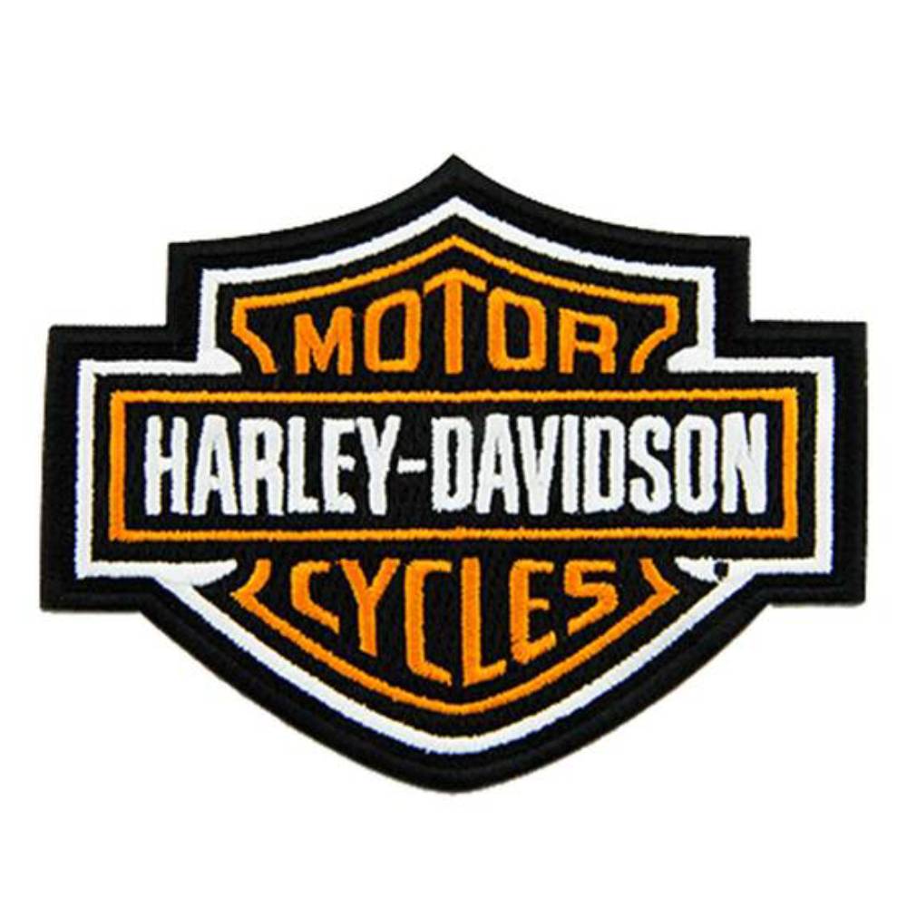 Harley-Davidson 4 inch Embroidered Orange Bar & Shield Logo Emblem Sew-On  Patch